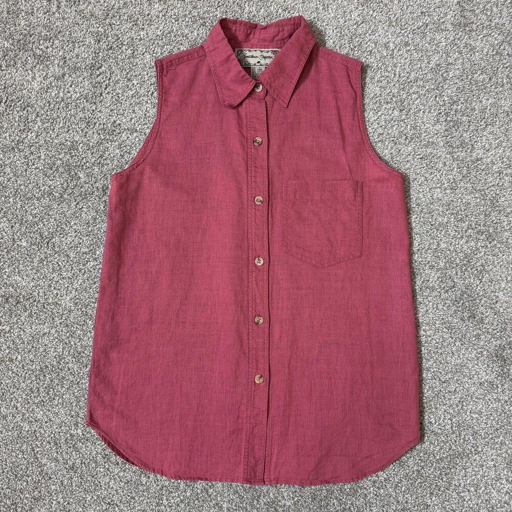 Jonathan Martin Shirt Womens Small Pink Linen Cotton Sleeveless Button Front 90s